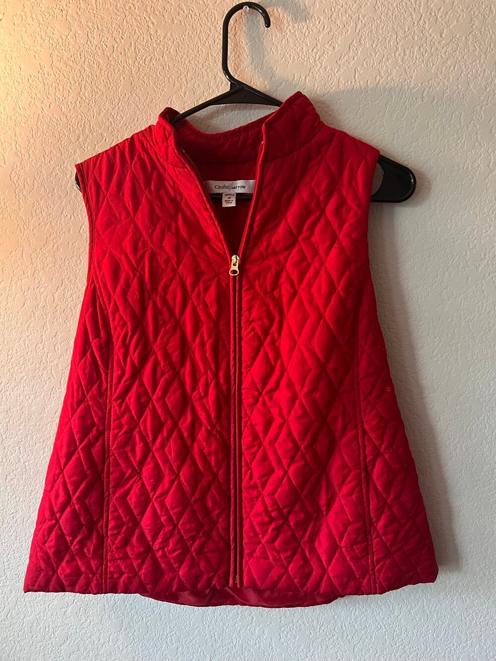 Croft & Barrow Red Quilted Zip Vest Women's Diamond Quilted Puffer Layering